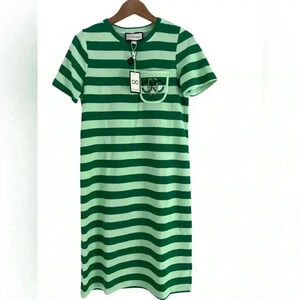 Cocoherben London New with Tags Green Stripes Dress Size Large